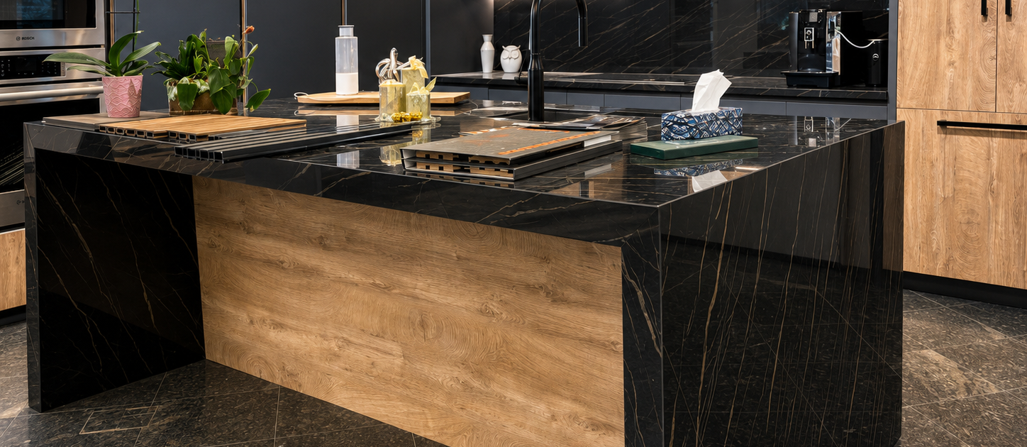 Noir Vein marble kitchen interior by Unique Marble