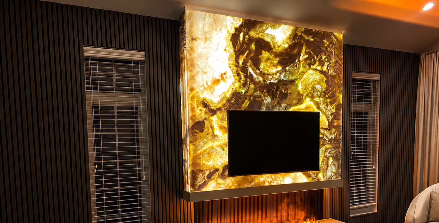 Onyx glow media wall feature